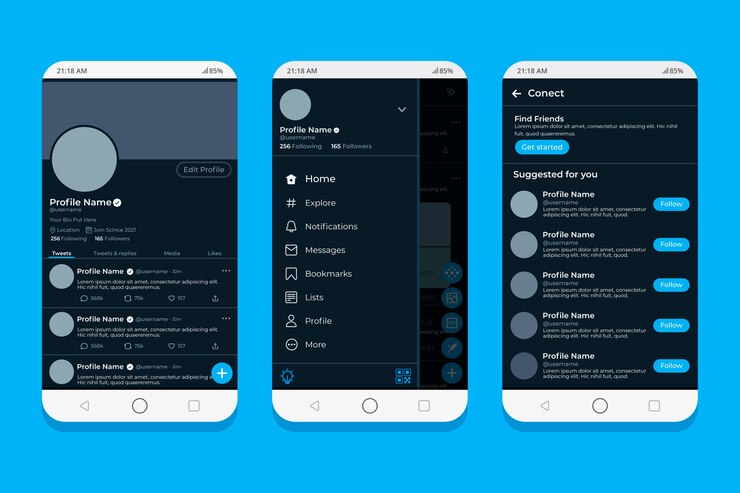Vettore gratuito mockup di tweet dal design piatto
