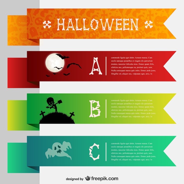 Vettore gratuito modelli colorati banner per halloween