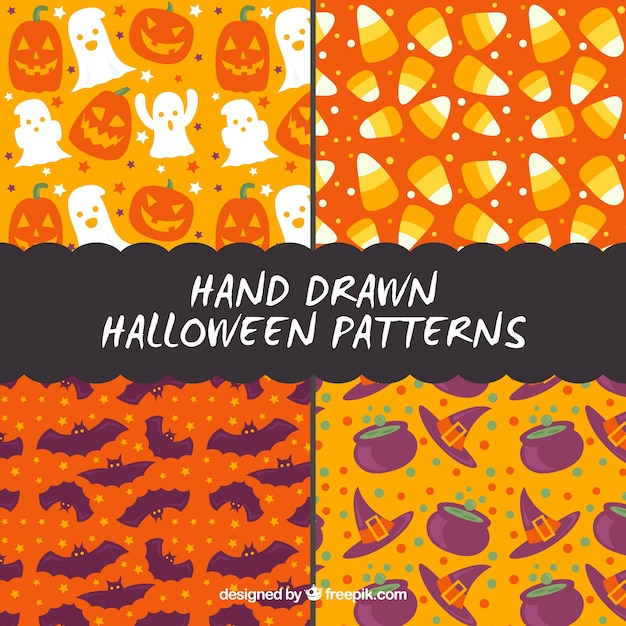 modelli d&#39;epoca set di Halloween disegnato a mano