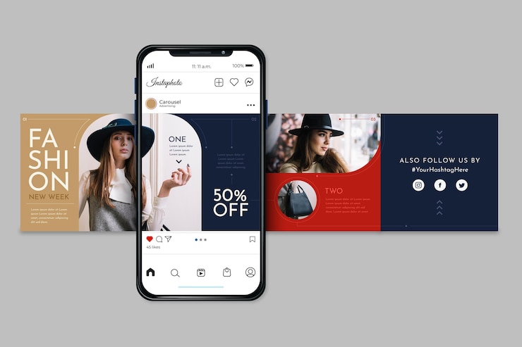 Vettore gratuito modelli di carosello di instagram