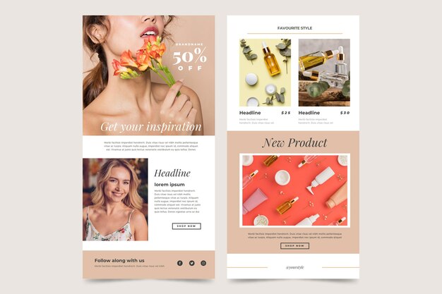Modelli di email e-commerce con set di foto