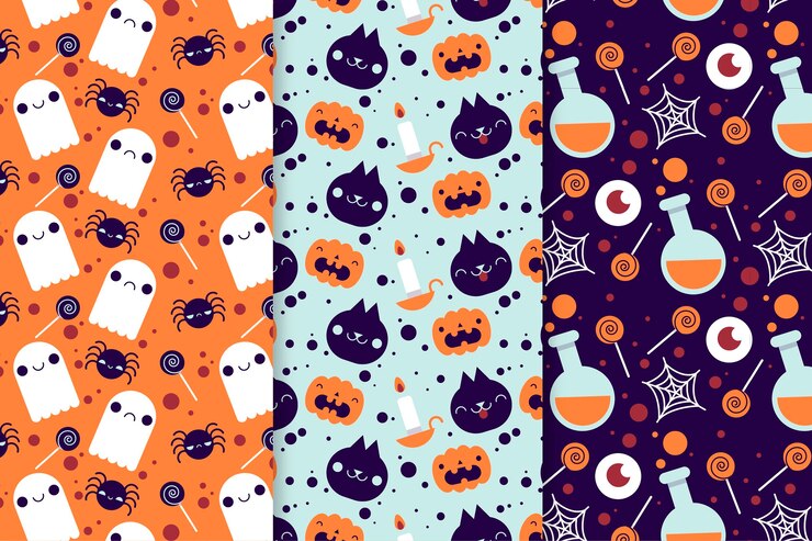 Vettore gratuito modelli di halloween piatti