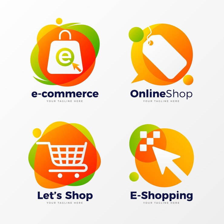 Vettore gratuito modelli di logo del negozio online creativo