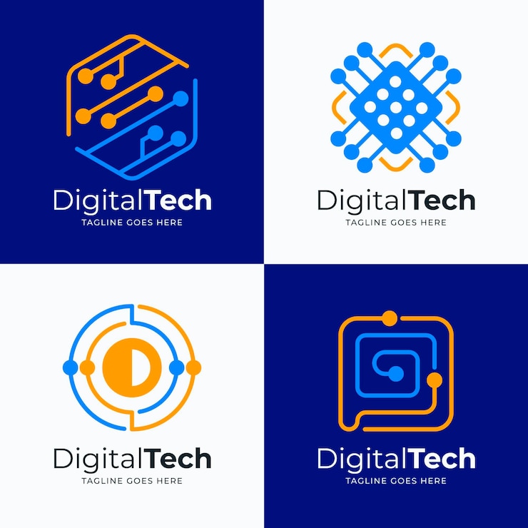 Vettore gratuito modelli di logo di elettronica piatta