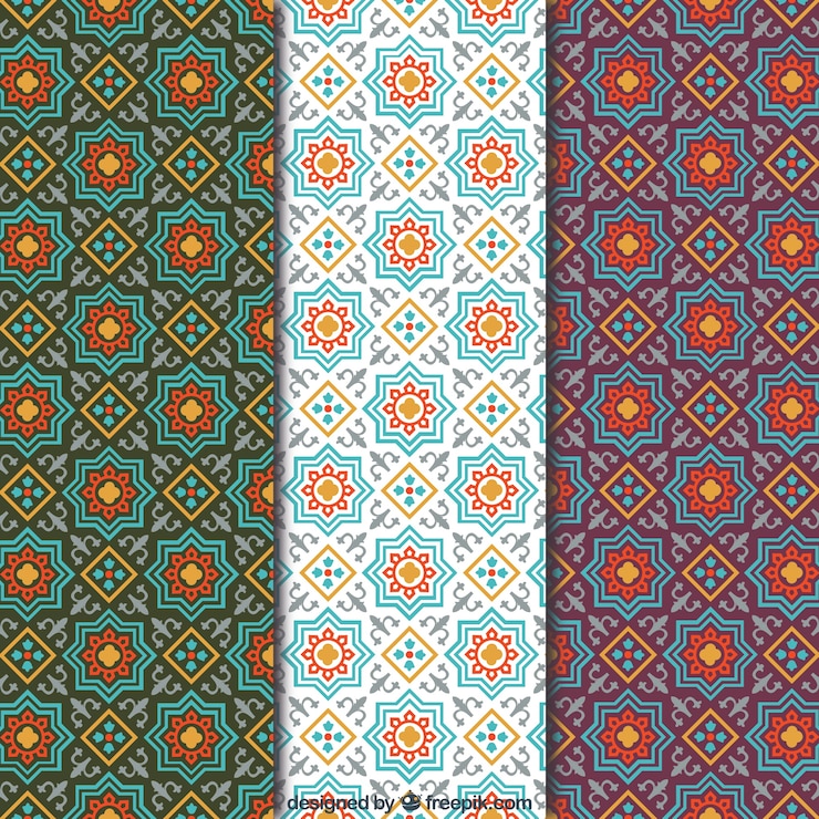 Vettore gratuito modelli di mosaico arabo