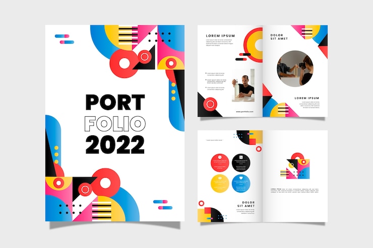 Vettore gratuito modelli di portfolio creativi sfumati