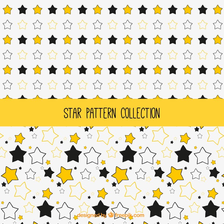 Vettore gratuito modelli disegnati a mano con stelle in diversi colori