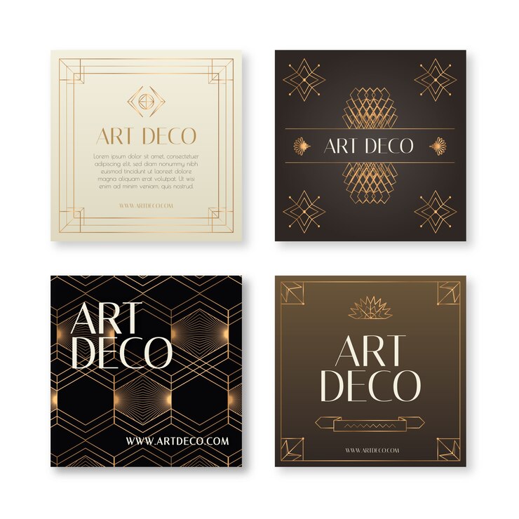 Vettore gratuito modello art deco sfumato della raccolta di post di instagram