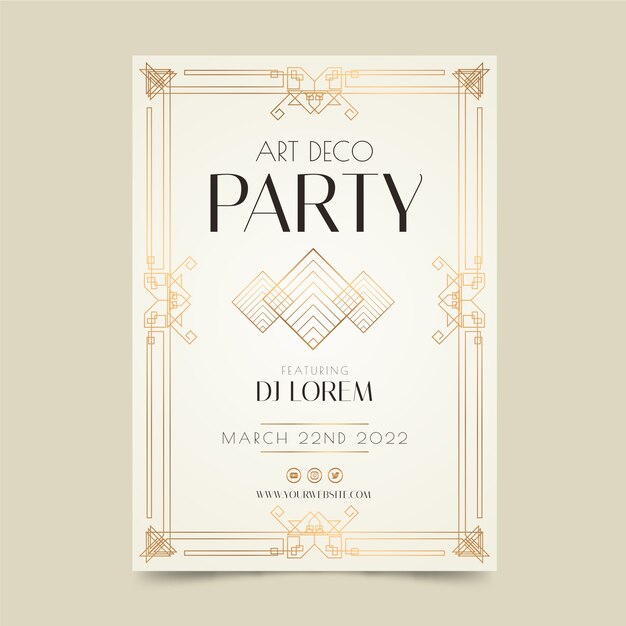 Modello art deco sfumato di poster per feste