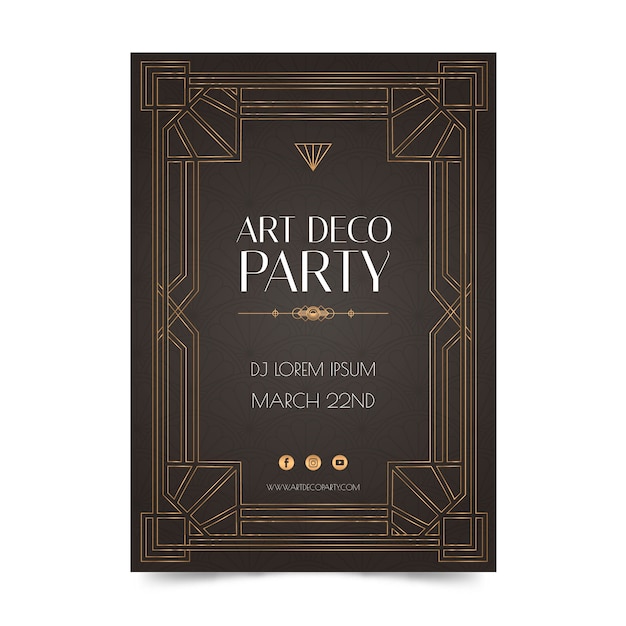 Modello art deco sfumato di poster per feste