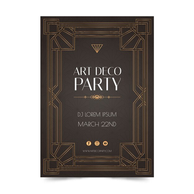 Modello art deco sfumato di poster per feste