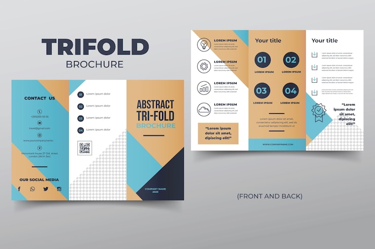 Vettore gratuito modello astratto a tre ante brochure
