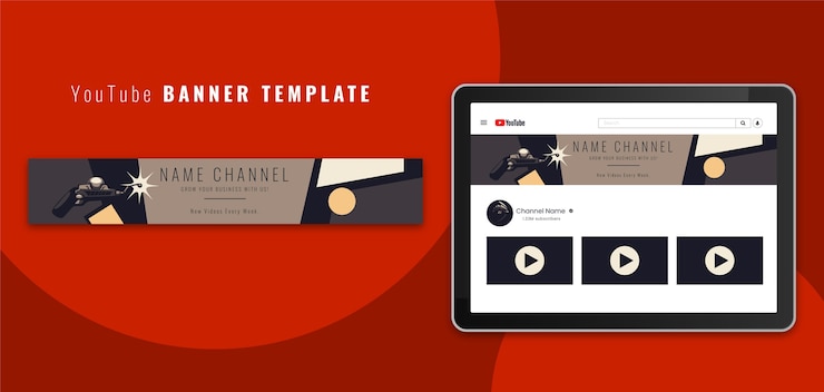Vettore gratuito modello astratto di banner di youtube in stile piatto