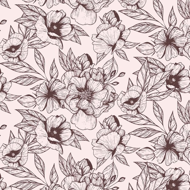 Modello botanico disegnato a mano di incisione