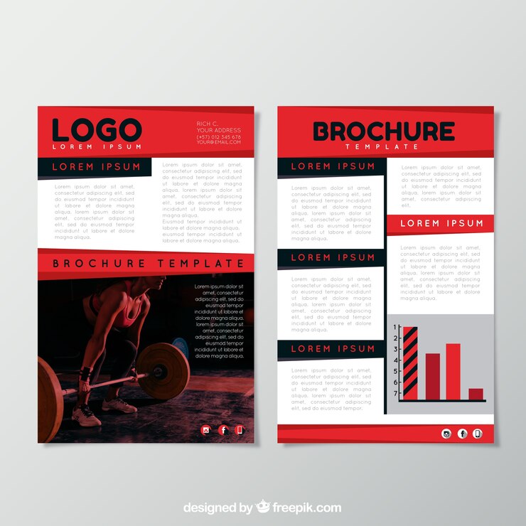Vettore gratuito modello brochure piatto con stile elegante