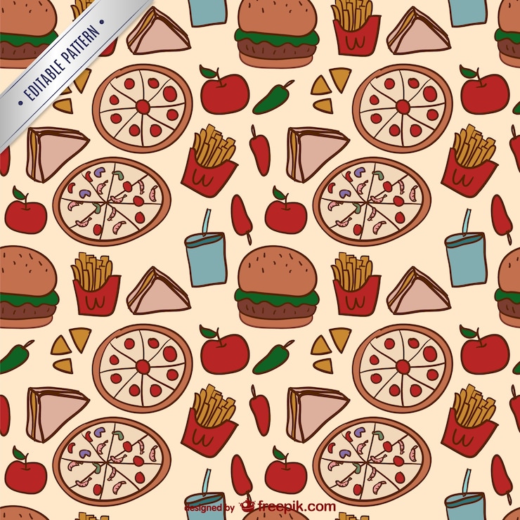 Vettore gratuito modello colorato cibo