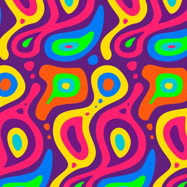 Modello colorato psichedelico groovy disegnato a mano