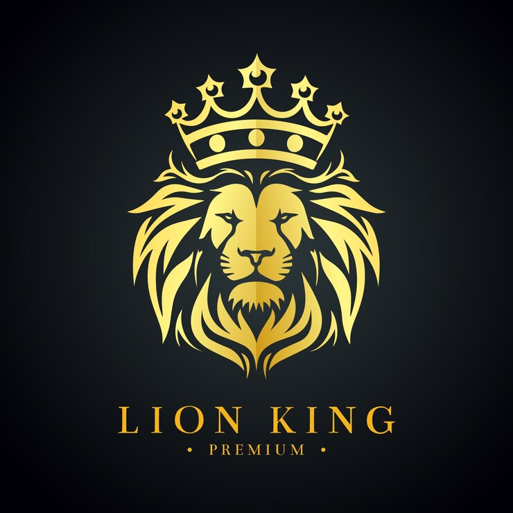 Vettore gratuito modello del logo del leone gradiente con corona