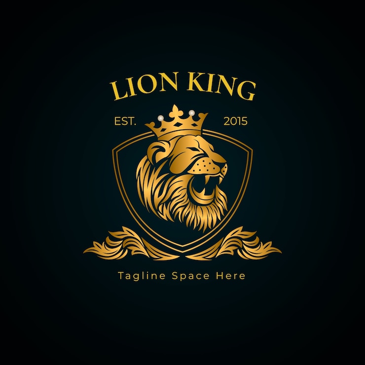 Vettore gratuito modello del logo del leone gradiente con corona