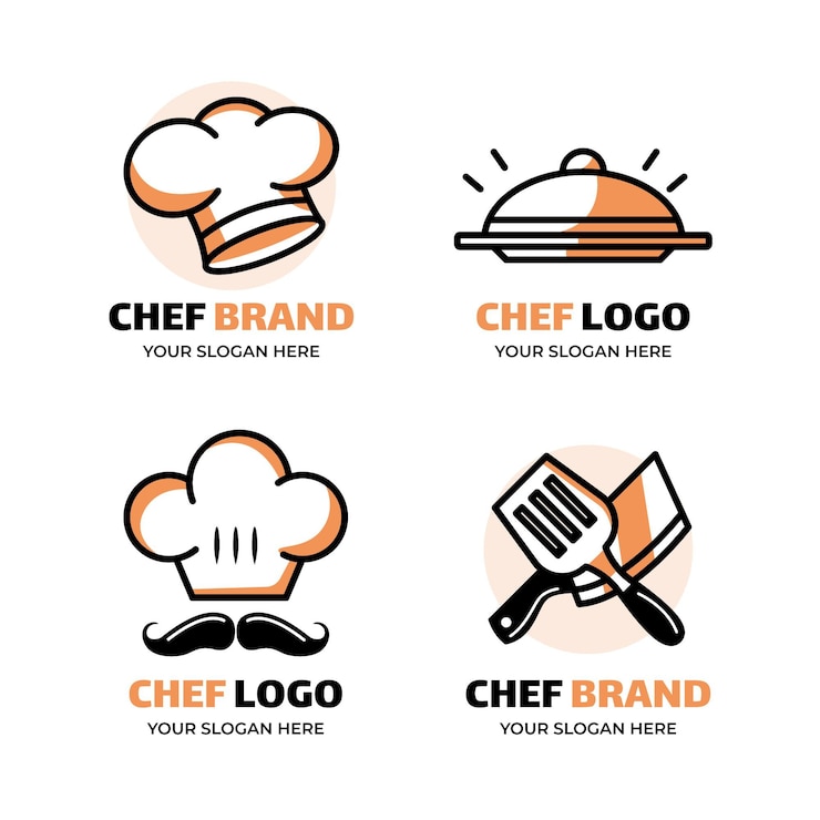 Vettore gratuito modello del logo dello chef a disegno piatto