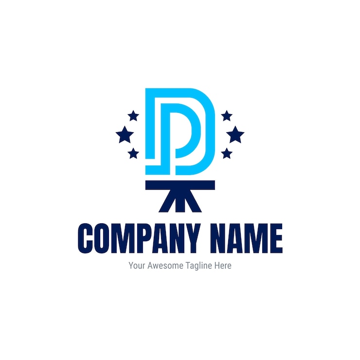 Vettore gratuito modello del logo dp disegnato a mano