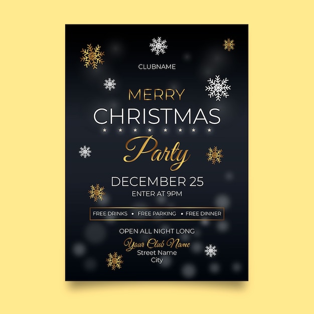 Modello del manifesto della festa di Natale di design piatto