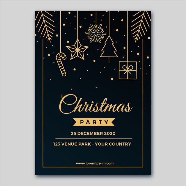 Modello del manifesto della festa di Natale in stile del contorno
