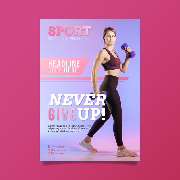 Modello del manifesto di sport con foto