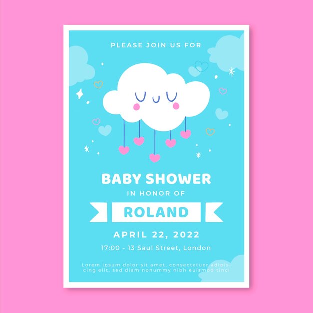 Modello dell'invito dell'acquazzone di bambino di chuva de amor disegnato a mano