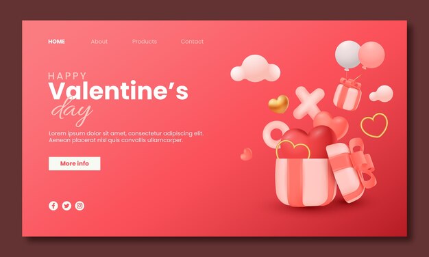Modello della pagina di destinazione della celebrazione di San Valentino