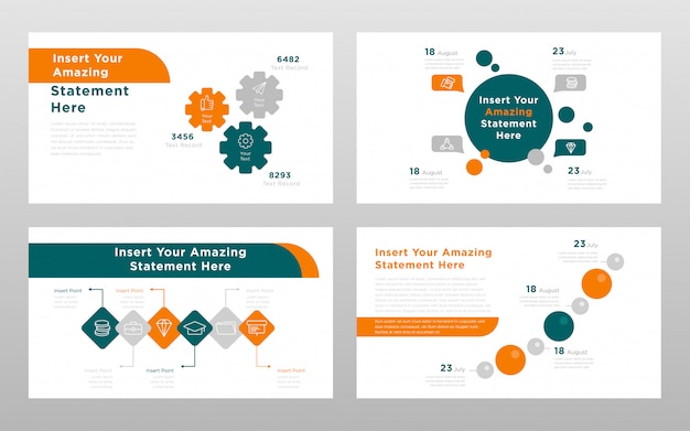 Modello delle pagine di presentazione del punto di alimentazione di concetto di affari colorato giri verde arancio