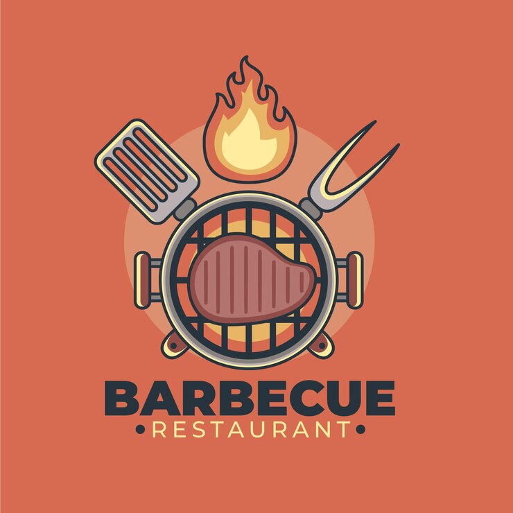 Vettore gratuito modello dettagliato del logo del barbecue