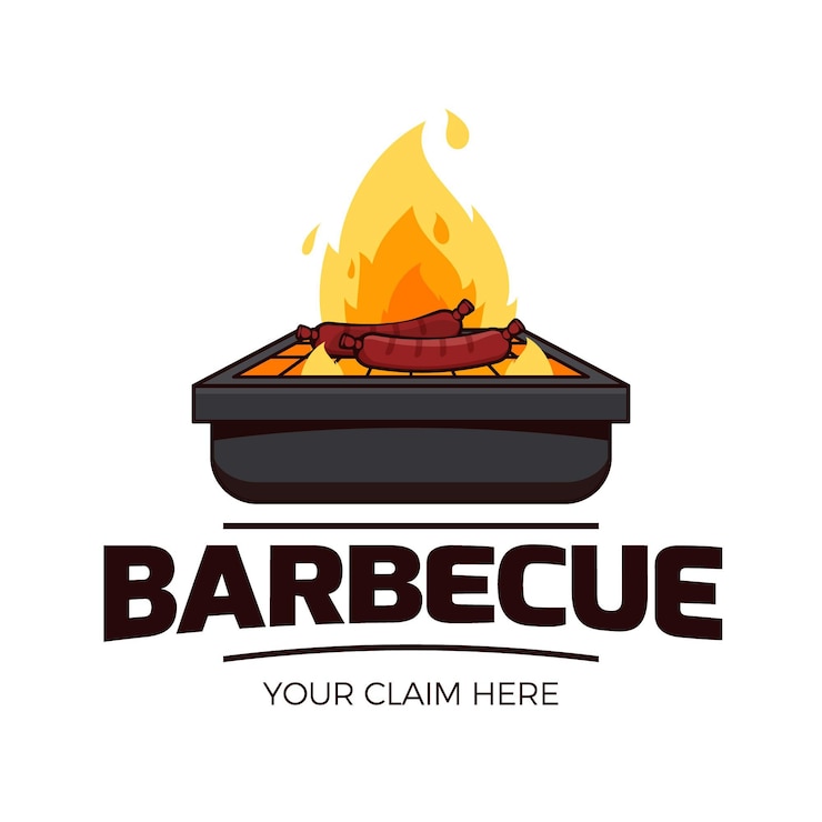 Vettore gratuito modello dettagliato del logo del barbecue