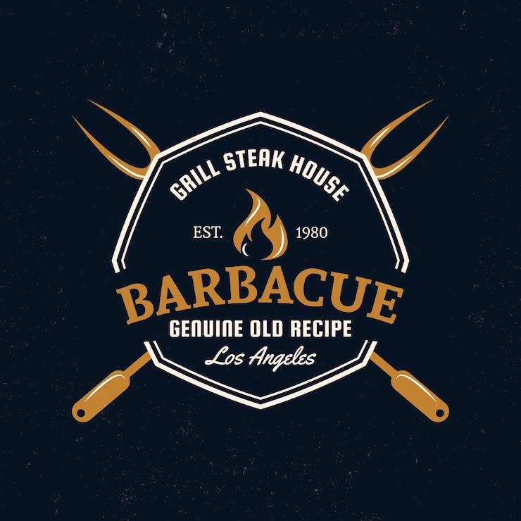 Vettore gratuito modello dettagliato del logo del barbecue