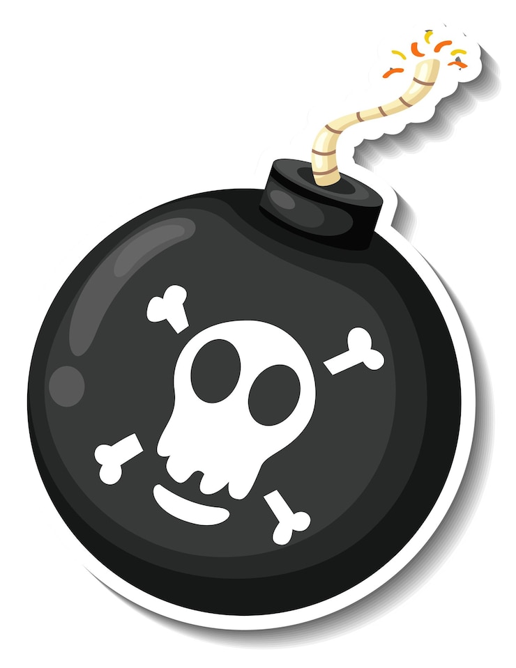 Vettore gratuito modello di adesivo con bomba pirata isolata