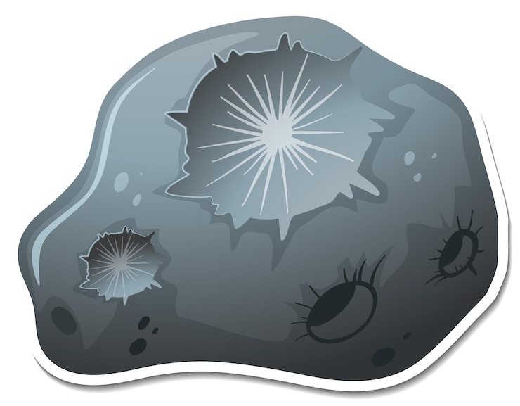 Vettore gratuito modello di adesivo con meteorite isolato
