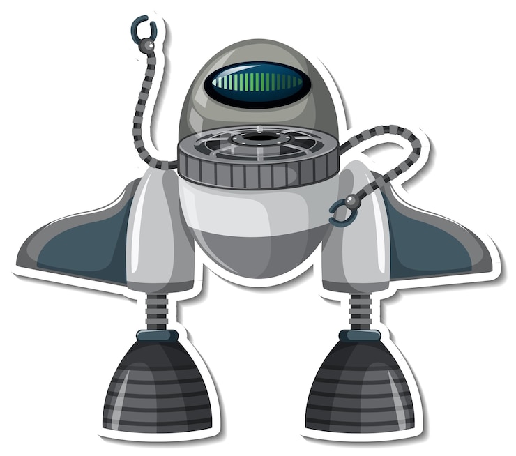 Vettore gratuito modello di adesivo con robot in stile cartone animato
