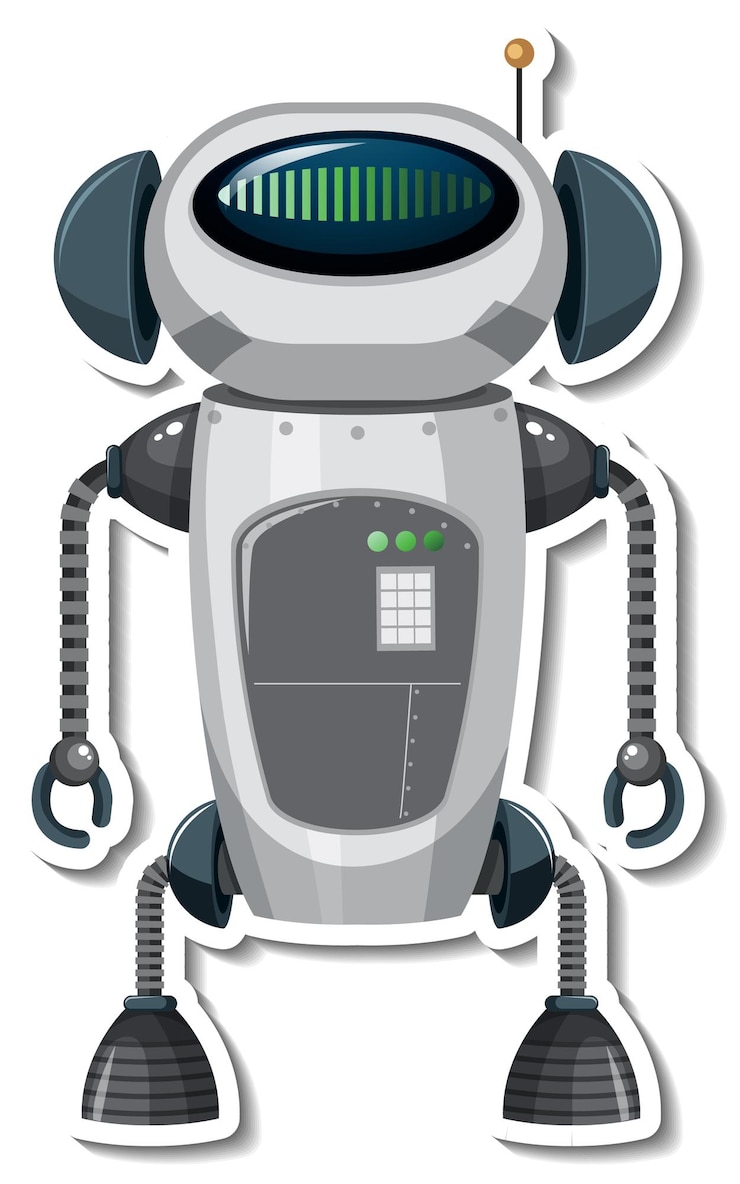 Vettore gratuito modello di adesivo con robot in stile cartone animato