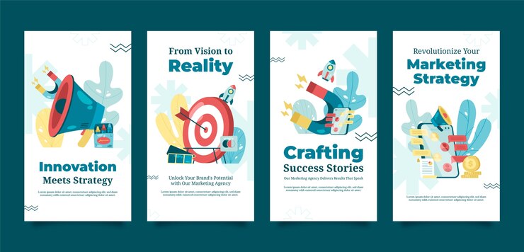 Vettore gratuito modello di agenzia di marketing disegnato a mano