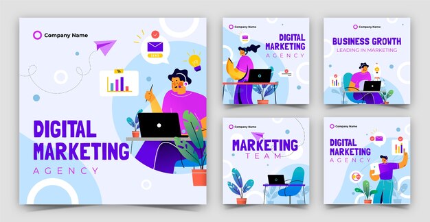 Modello di agenzia di marketing disegnato a mano