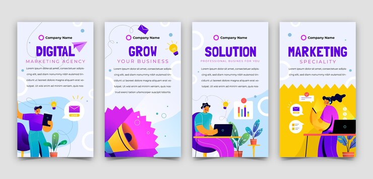 Vettore gratuito modello di agenzia di marketing disegnato a mano