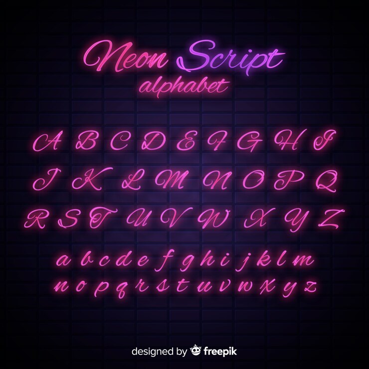 Vettore gratuito modello di alfabeto al neon