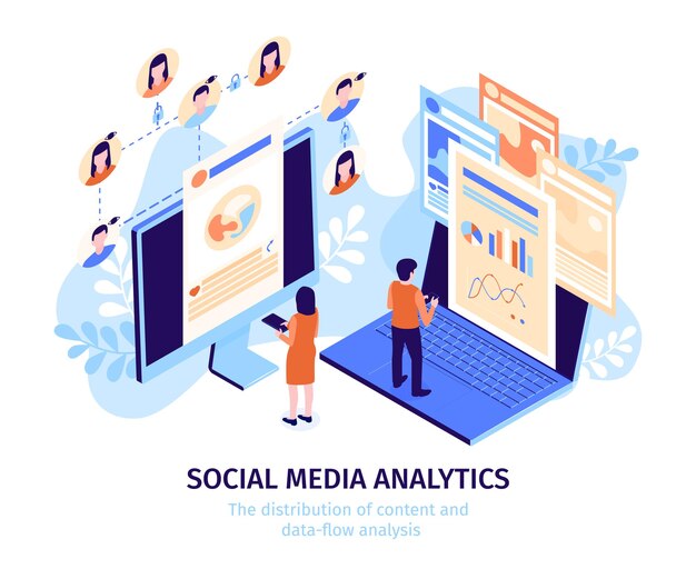 Modello di analisi dei social media isometrica