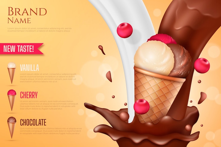 Vettore gratuito modello di annuncio gelato realistico