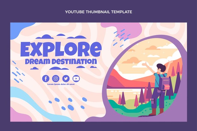 Modello di anteprima di YouTube per viaggi di design piatto