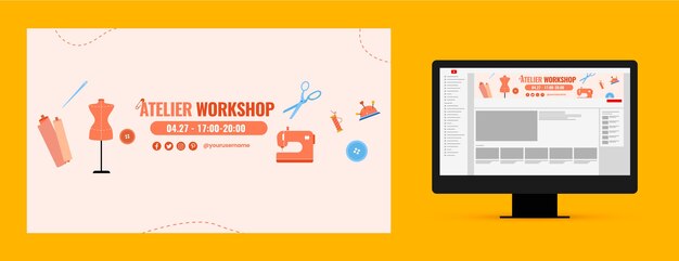 Modello di arte del canale youtube dell'atelier disegnato a mano
