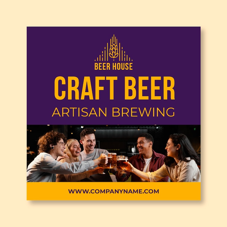Vettore gratuito modello di bandiera del birrificio della birra