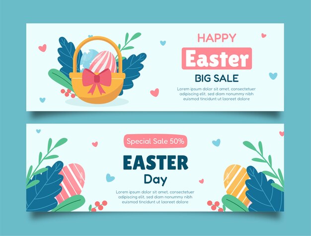 Modello di bandiera di vendita orizzontale celebrazione piatto di pasqua