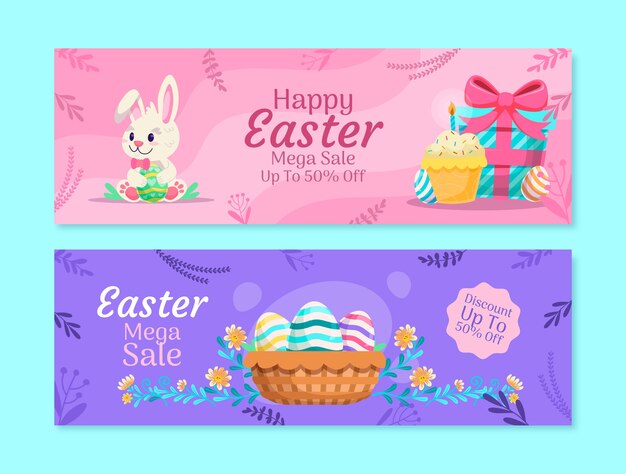 Modello di bandiera di vendita orizzontale celebrazione piatto di pasqua