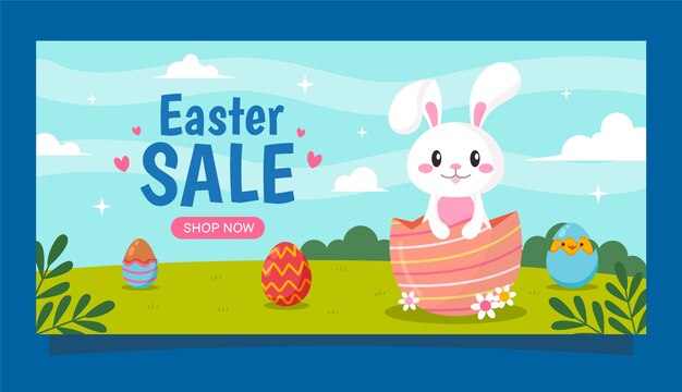 Modello di bandiera di vendita orizzontale celebrazione piatto di pasqua